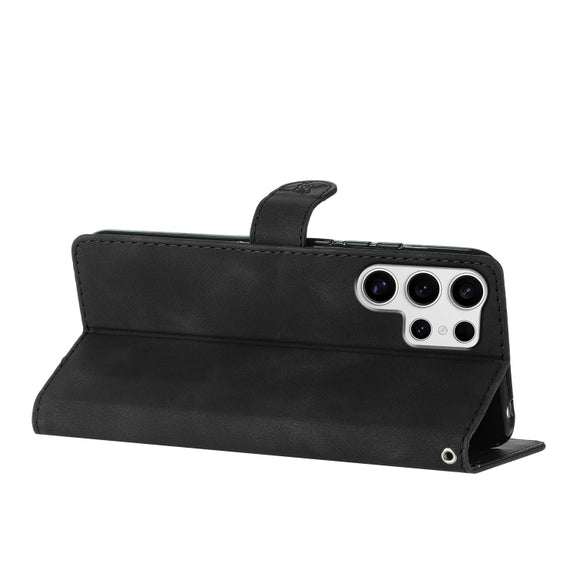 For Samsung Galaxy S25 Ultra 5G Flower Butterfly Embossing Pattern Leather Phone Case(Black)