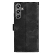 For Samsung Galaxy S25+ 5G Cherry Blossom Butterfly Skin Feel Embossed PU Phone Case(Black)