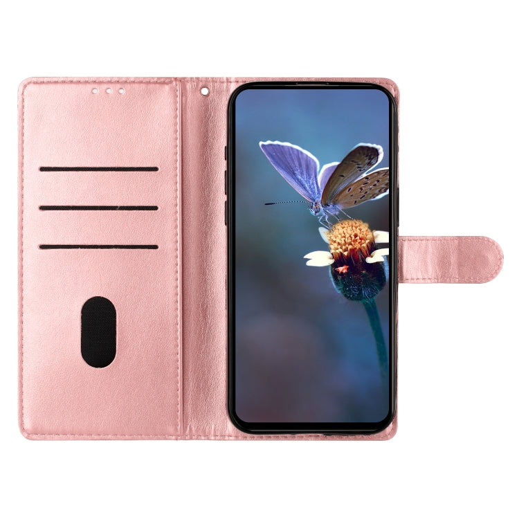 For Samsung Galaxy S25+ 5G Cherry Blossom Butterfly Skin Feel Embossed PU Phone Case(Rose Gold)
