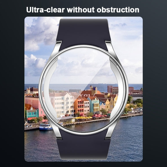 For Samsung Galaxy Watch FE 40mm Full Coverage Electroplated TPU Watch Protective Case(Cyan)