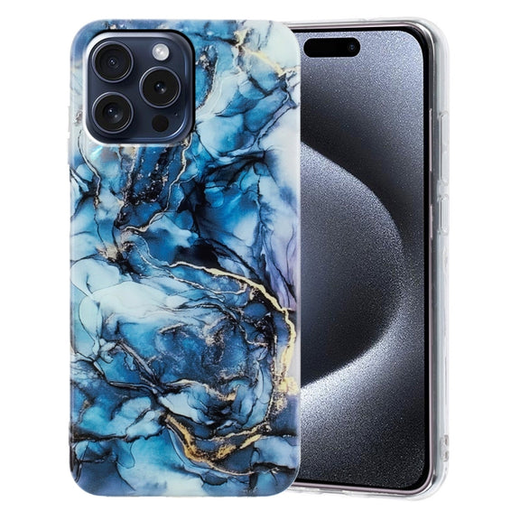 For iPhone 16 Pro Max IMD Marble TPU Phone Case(Grey)