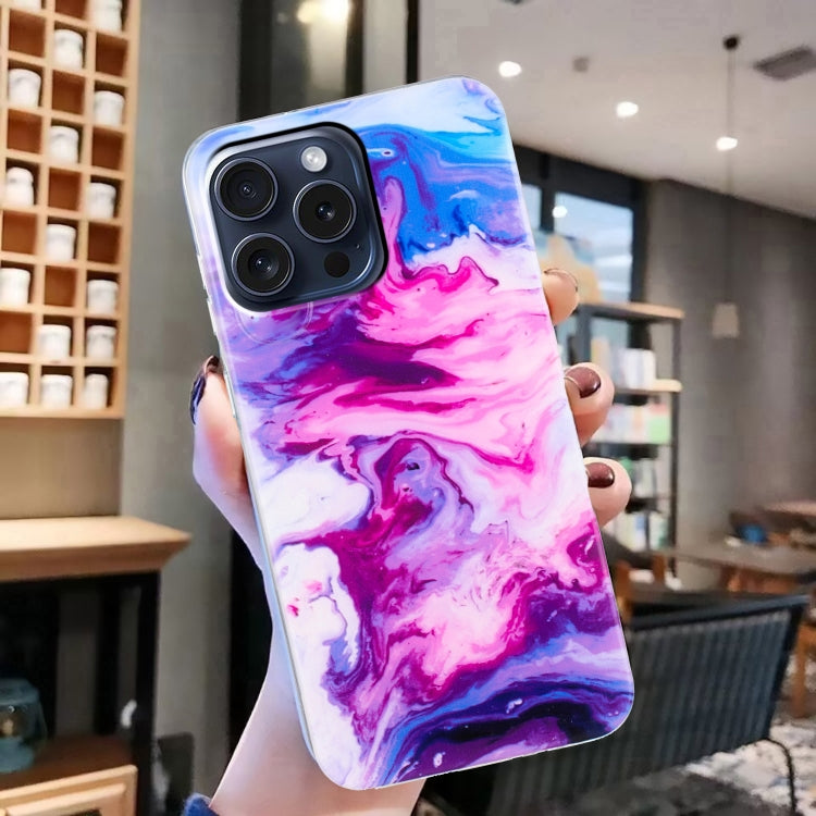 For iPhone 16 Pro IMD Marble TPU Phone Case(Red)