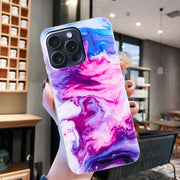 For iPhone 16 Pro IMD Marble TPU Phone Case(Red)