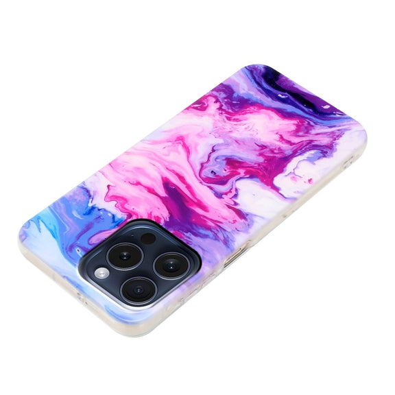 For iPhone 16 Pro IMD Marble TPU Phone Case(Red)