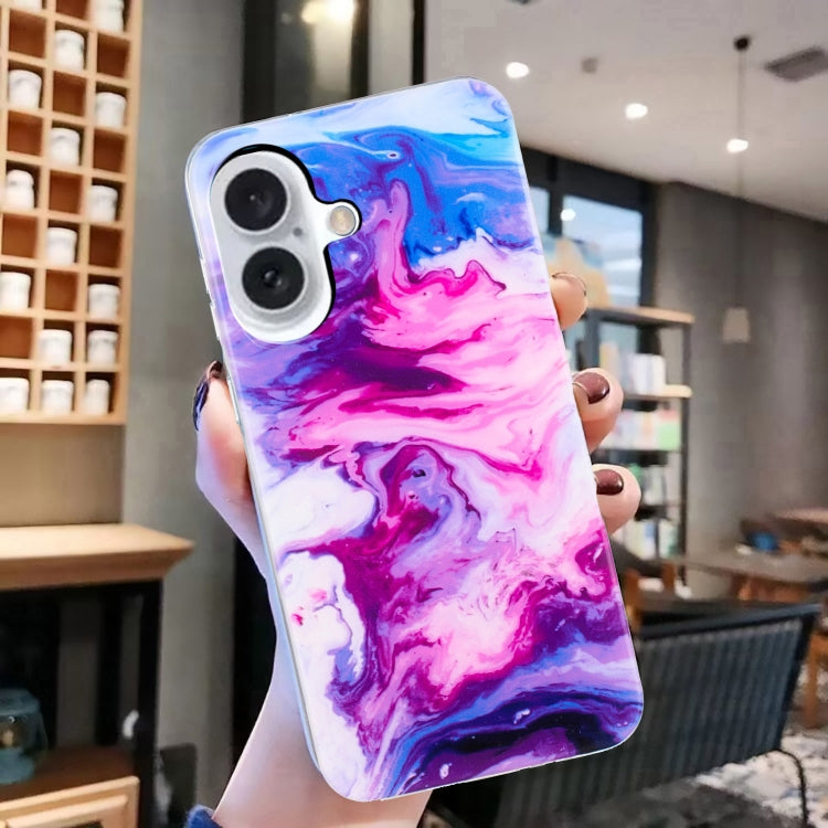 For iPhone 16 Plus IMD Marble TPU Phone Case(Red)
