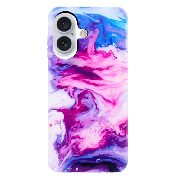 For iPhone 16 Plus IMD Marble TPU Phone Case(Red)