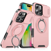 For iPhone 16 Pro Max Sliding Camshield Ring Holder Phone Case(Pink)