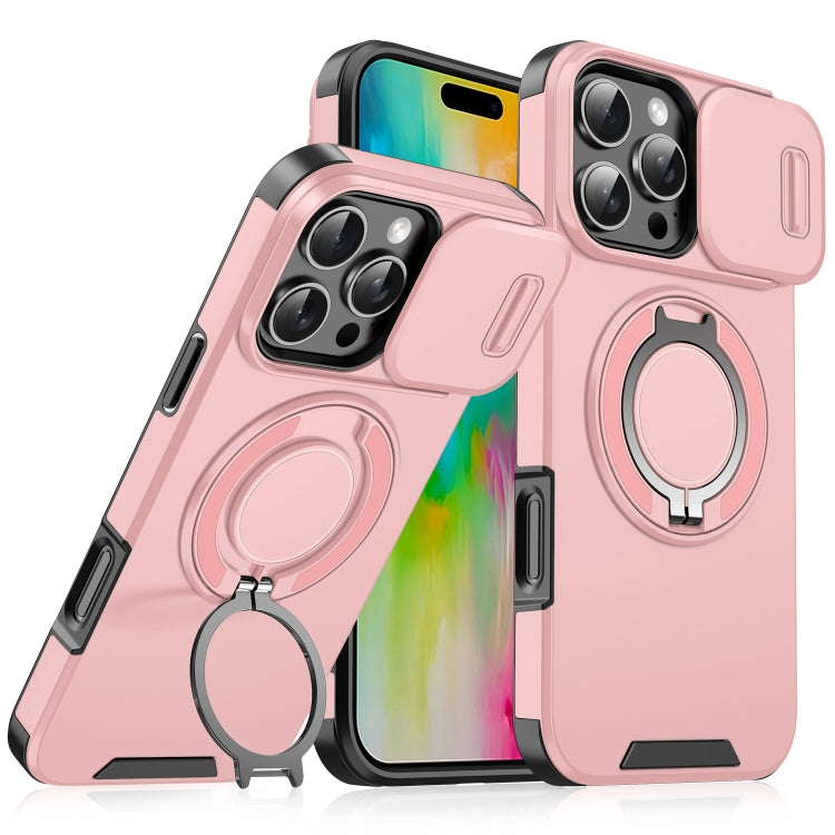 For iPhone 16 Pro Sliding Camshield Ring Holder Phone Case(Pink)