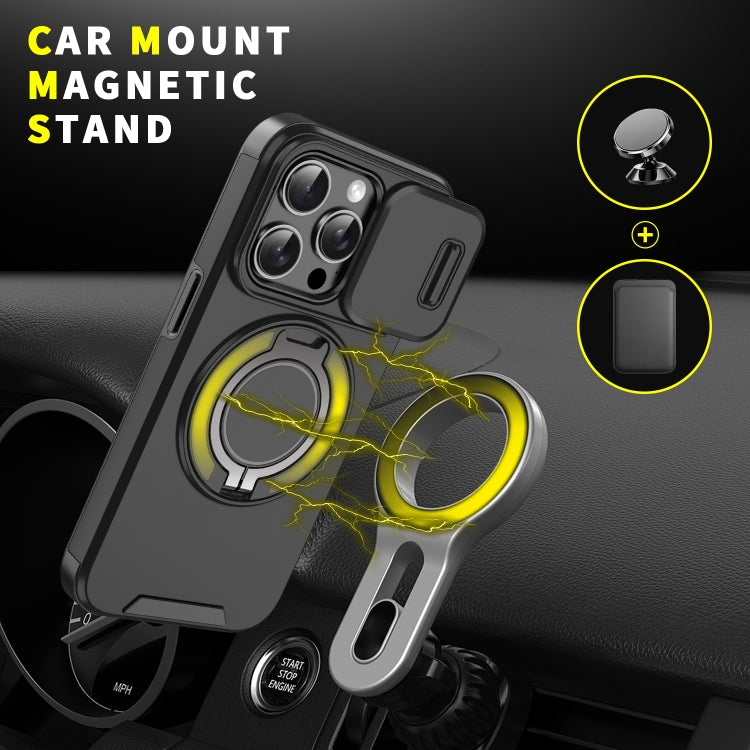 For iPhone 16 Sliding Camshield Ring Holder Phone Case(Pink)