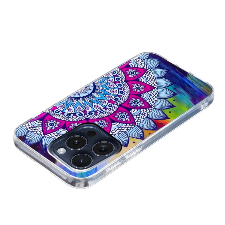 For iPhone 16 Pro Max Colored Drawing Pattern TPU Phone Case(Half-flower)