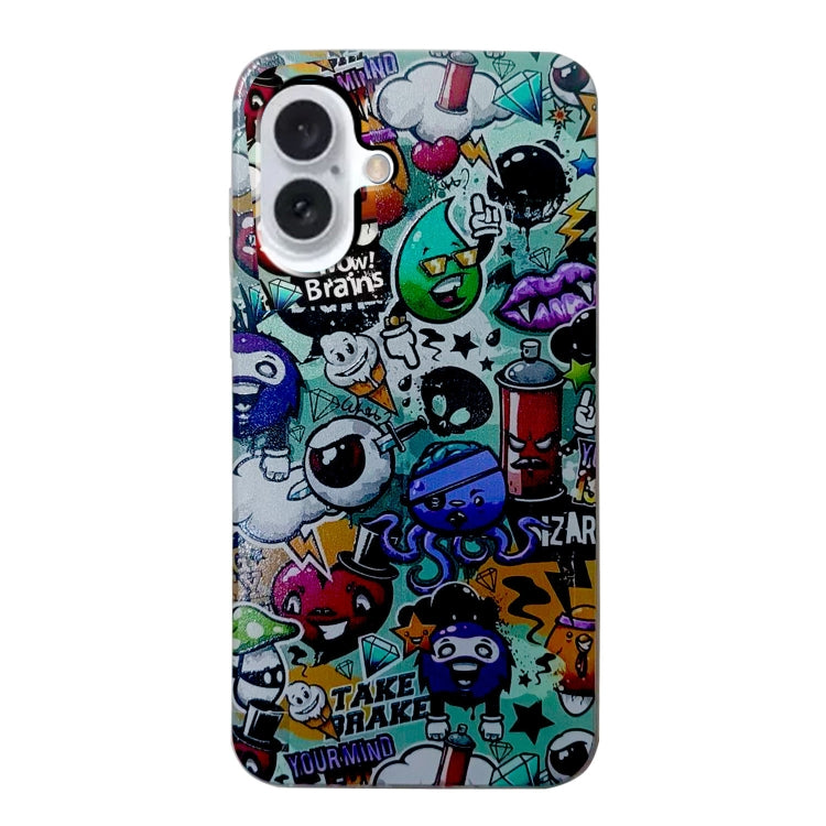 For iPhone 16 Colored Drawing Pattern TPU Phone Case(Graffiti)