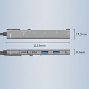 5 in 2 Multi-function HUB Adapter, Interface:USB-C / Type-C + 8 Pin(Silver)