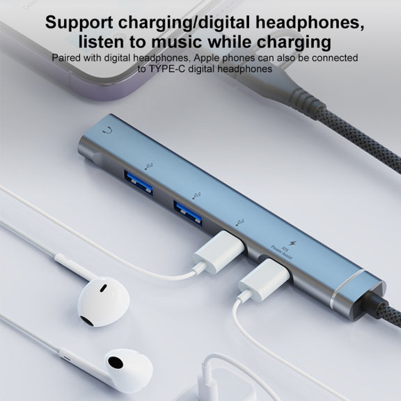 5 in 2 Multi-function HUB Adapter, Interface:USB-C / Type-C + 8 Pin(Grey)