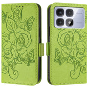 For Redmi K70 Ultra 5G Global Embossed Rose RFID Anti-theft Leather Phone Case(Green)