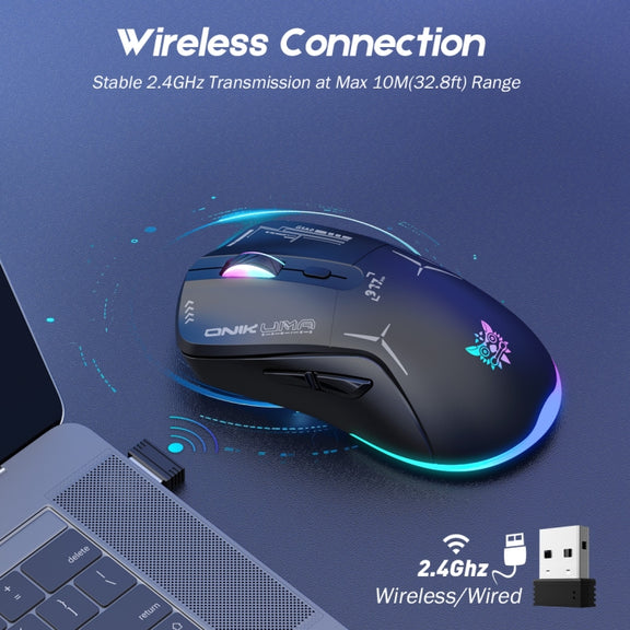 ONIKUMA CW917 RGB 4800DPI Dual Mode Wired + 2.4GHz Wireless Mouse(Black)
