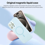 For iPhone 16 Liquid Silicone MagSafe Full Coverage Phone Case with Lens Film(Pink)