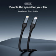 NILLKIN PD3.0 100W/27W USB-C / Type-C to USB-C / Type-C + 8 Pin Dual Power Fast Charging Data Cable, Length: 1.5m