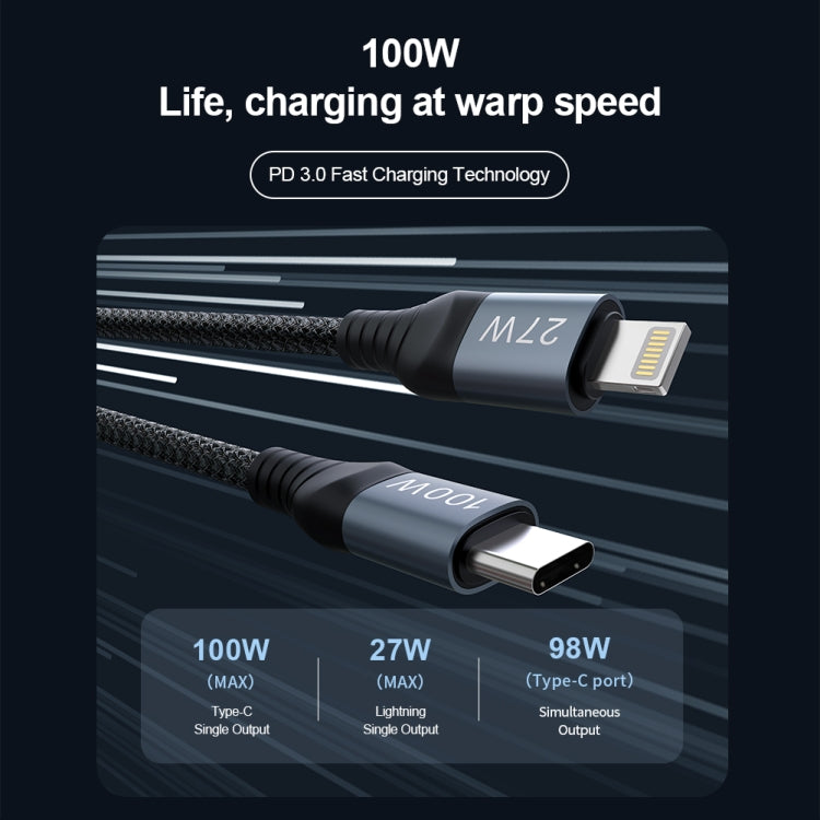 NILLKIN PD3.0 100W/27W USB-C / Type-C to USB-C / Type-C + 8 Pin Dual Power Fast Charging Data Cable, Length: 1.5m