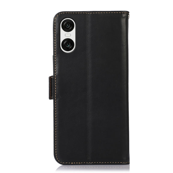 For Sony Xperia 10 VI Magnetic Crazy Horse Texture Genuine Leather RFID Phone Case(Black)