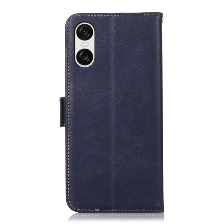 For Sony Xperia 10 VI Magnetic Crazy Horse Texture Genuine Leather RFID Phone Case(Blue)