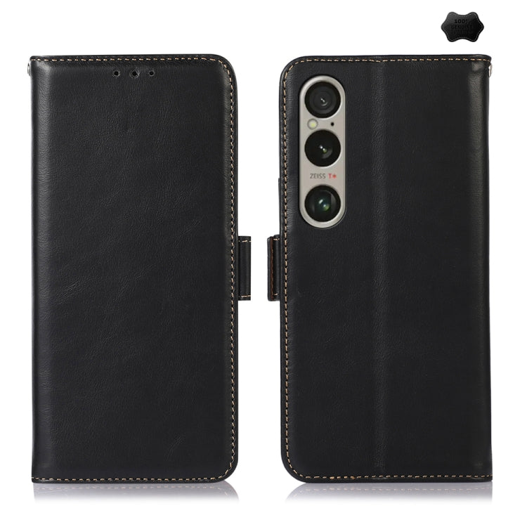 For Sony Xperia 1 VI Magnetic Crazy Horse Texture Genuine Leather RFID Phone Case(Black)