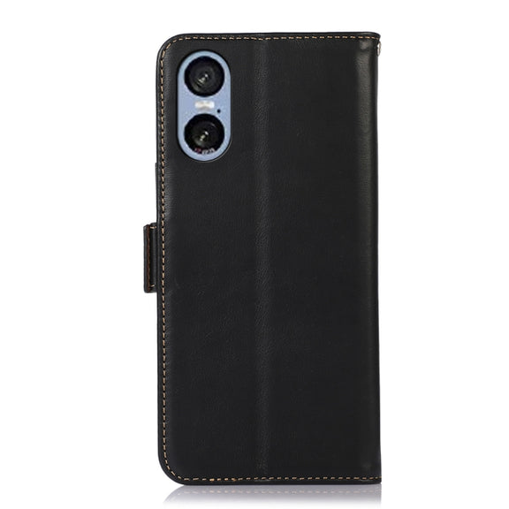 For Sony Xperia 5 VI Magnetic Crazy Horse Texture Genuine Leather RFID Phone Case(Black)