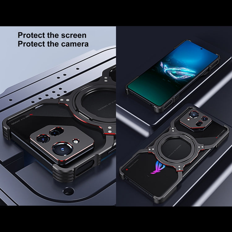 For Asus ROG Phone 8 / 8 Pro Mechanical Arm Borderless MagSafe Holder Metal Phone Case(Black Silver)