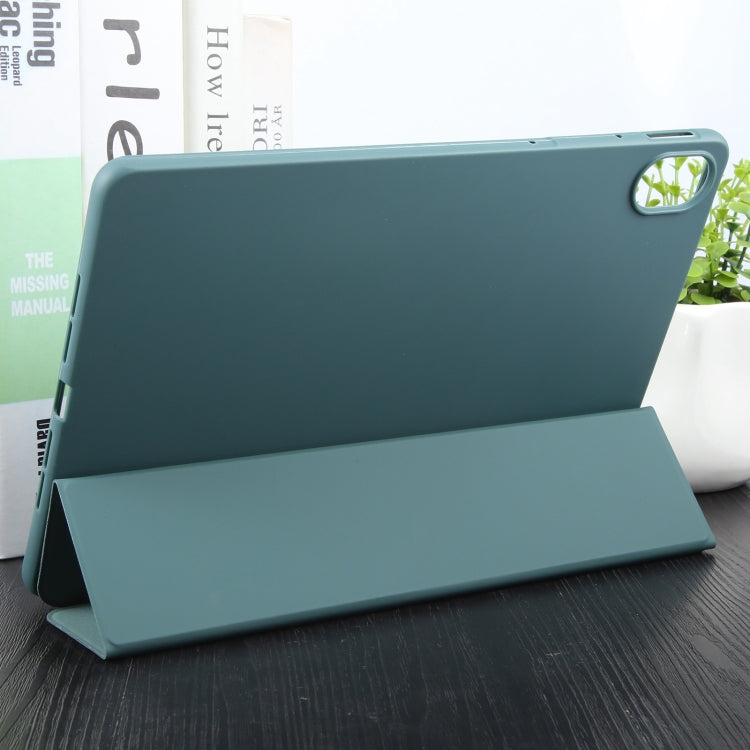 For Huawei MatePad 11.5 S GEBEI 3-folding Holder Shockproof Flip Leather Tablet Case(Dark Green)