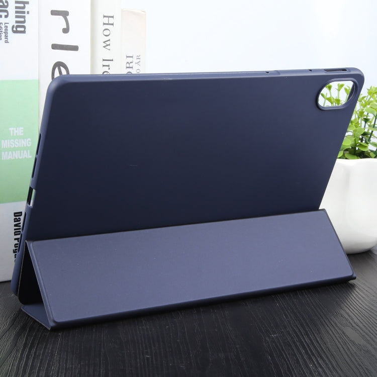 For Huawei MatePad 11.5 S GEBEI 3-folding Holder Shockproof Flip Leather Tablet Case(Dark Blue)
