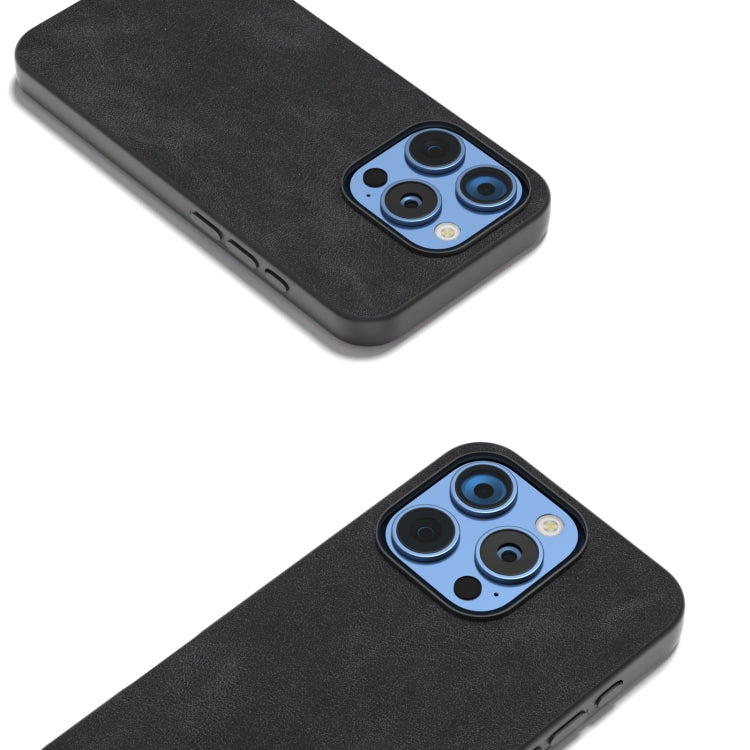For iPhone 16 Pro Black Frame PU Leather Full Coverage Phone Case(Black)