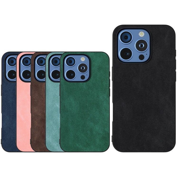 For iPhone 16 Pro Black Frame PU Leather Full Coverage Phone Case(Black)