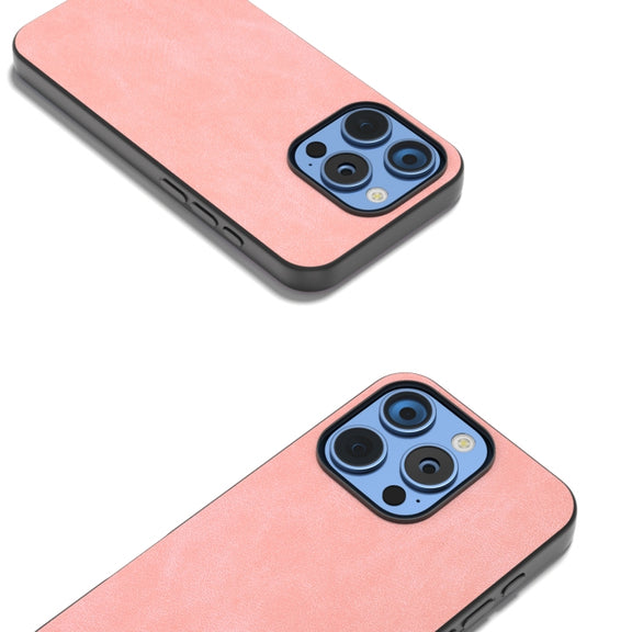 For iPhone 16 Pro Max Black Frame PU Leather Full Coverage Phone Case(Pink)