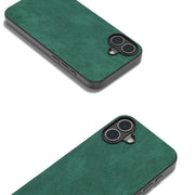 For iPhone 16 Plus Black Frame PU Leather Full Coverage Phone Case(Green)