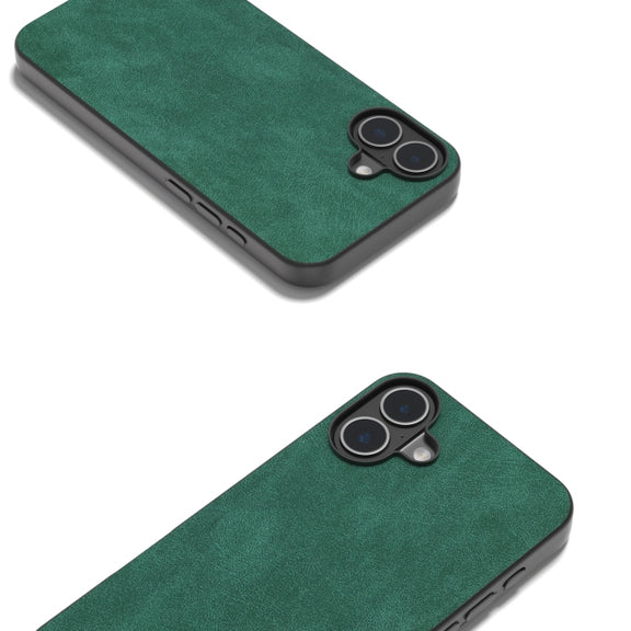 For iPhone 16 Plus Black Frame PU Leather Full Coverage Phone Case(Green)