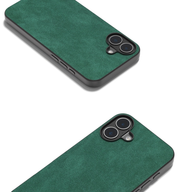 For iPhone 16 Plus Black Frame PU Leather Full Coverage Phone Case(Green)