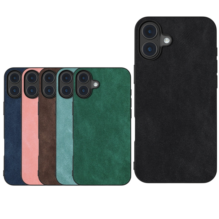 For iPhone 16 Plus Black Frame PU Leather Full Coverage Phone Case(Green)