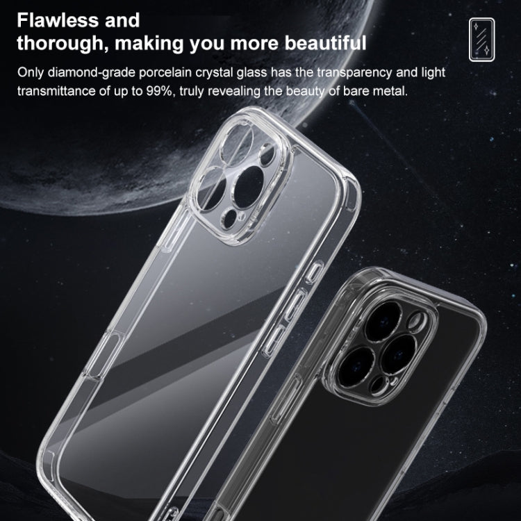 For iPhone 16 Four Corner Airbag Transparent Glass Phone Case