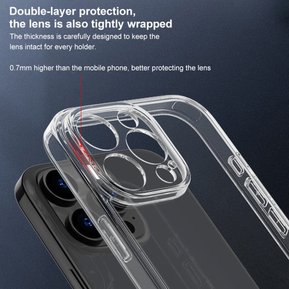 For iPhone 16 Four Corner Airbag Transparent Glass Phone Case