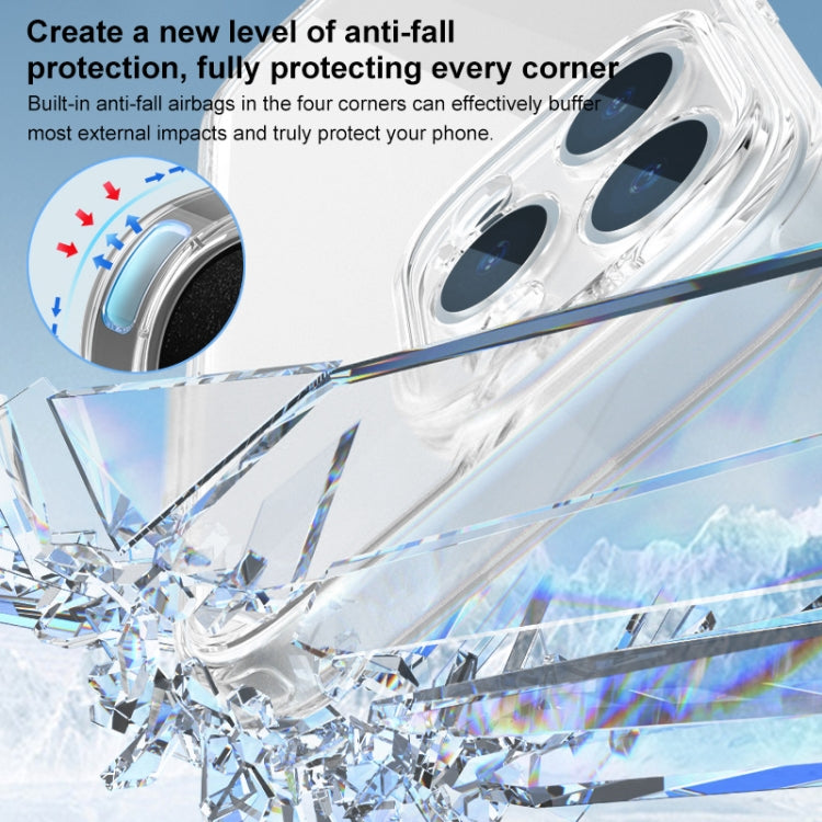 For iPhone 16 Four Corner Airbag Transparent Glass Phone Case