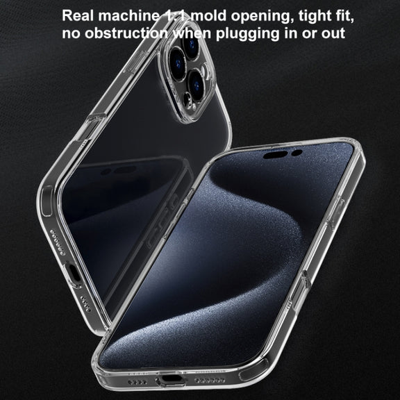 For iPhone 16 Four Corner Airbag Transparent Glass Phone Case
