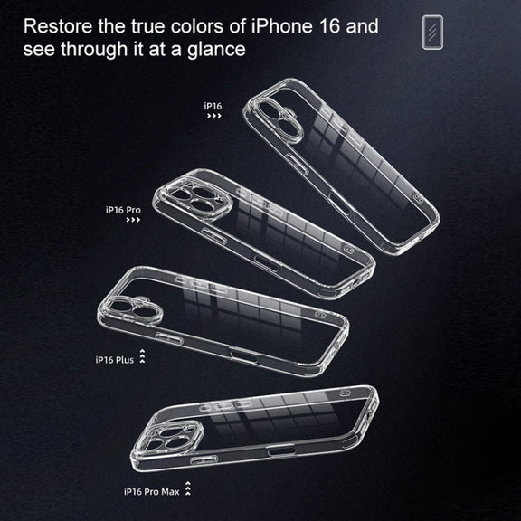 For iPhone 16 Four Corner Airbag Transparent Glass Phone Case