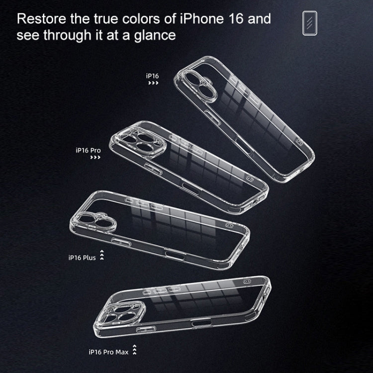 For iPhone 16 Four Corner Airbag Transparent Glass Phone Case