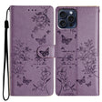 For iPhone 16 Pro Butterflies and Flowers Leather Phone Case(Purple) - iPhone 16 Pro Cases by PMC TechLife | Online Shopping South Africa | PMC TechLife | Buy Now Pay Later Mobicred