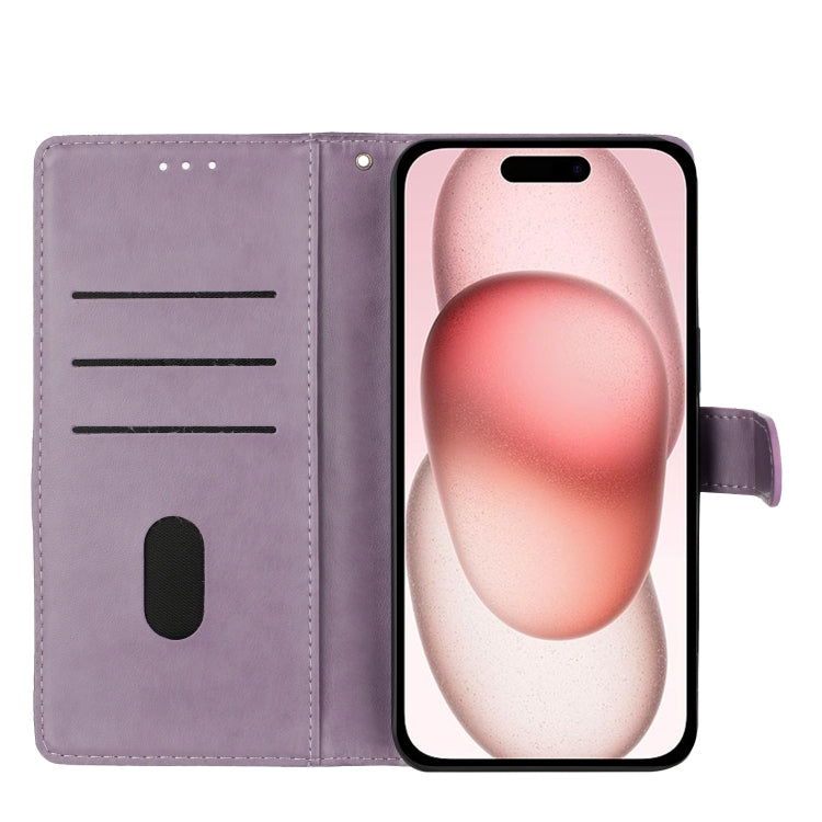 For iPhone 16 Pro Butterflies and Flowers Leather Phone Case(Purple)