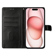 For iPhone 16 Butterflies and Flowers Leather Phone Case(Black)