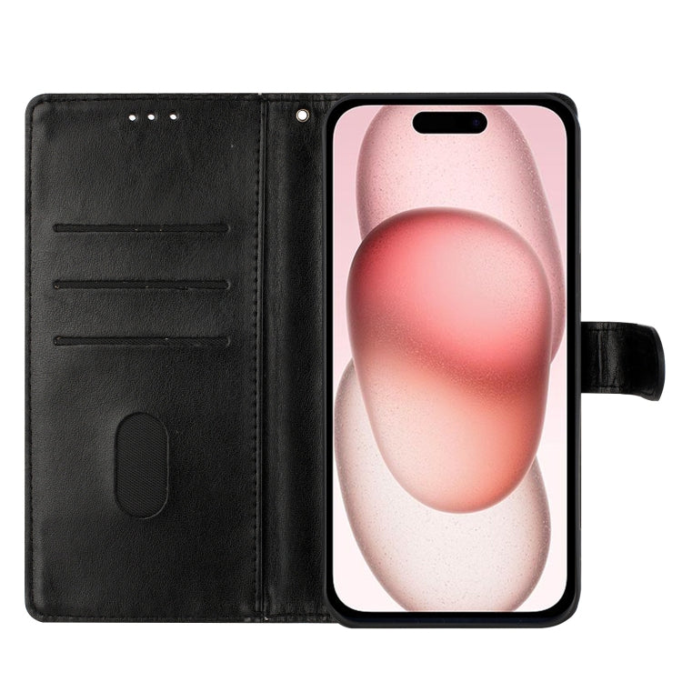 For iPhone 16 Butterflies and Flowers Leather Phone Case(Black)