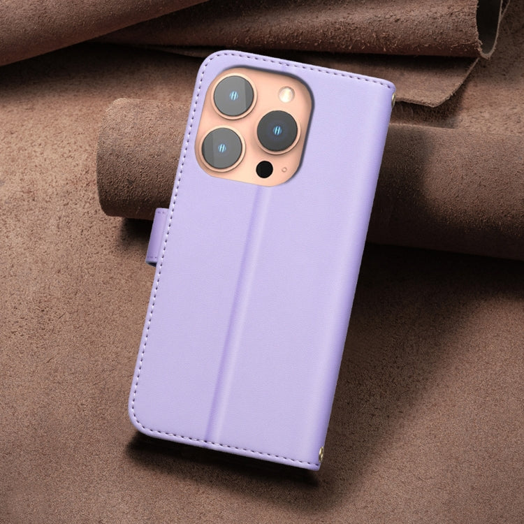 For iPhone 16 Pro Square Texture Leather Phone Case(Purple)