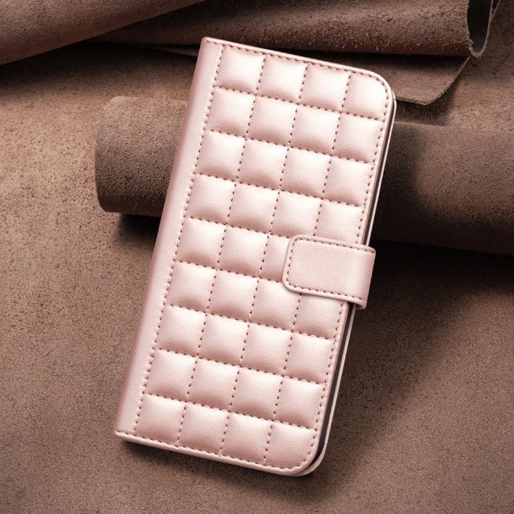 For iPhone 16e Square Texture Leather Phone Case(Rose Gold)