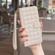 For iPhone 16e Square Texture Leather Phone Case(Beige)