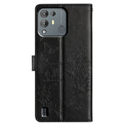 For Blackview A55 Pro Butterflies and Flowers Leather Phone Case(Black)